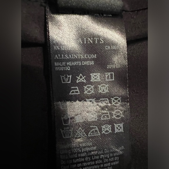 AllSaints Malie Hearts Embroidered Dress in Black Size L - Picture 5 of 7